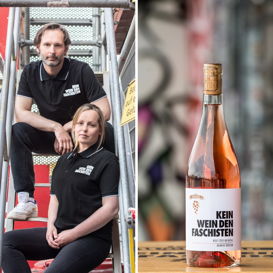KEIN WEIN DEN FASCHISTEN Côte du Rhône Rosé Poloshirt-Bundle (unisex)