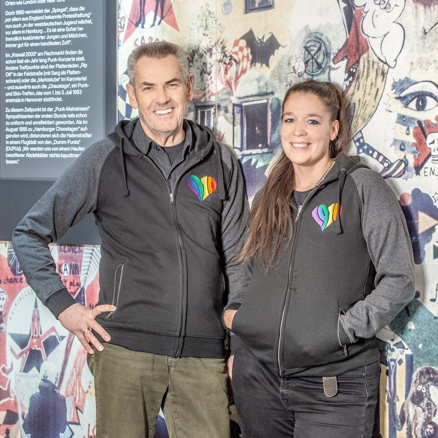 1910-Herz Zip Hoodie regenbogen (unisex)