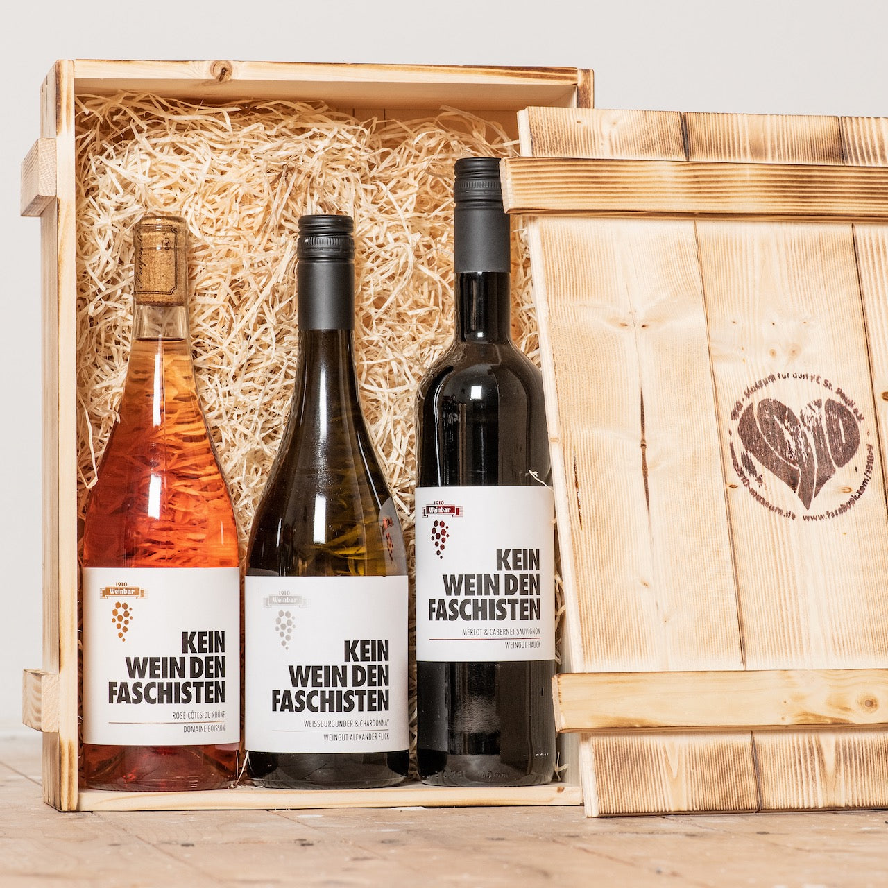 Wein-Geschenk: Weißburgunder-Chardonnay + Rosé + Merlot & Cabernet Sauvignon  (3er-Kiste)